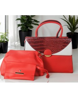 H1570 - Stylish Red 3pc Handbag Set